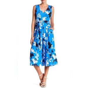 Vince Camuto Floral Print Cropped V-Neck Jumpsuit